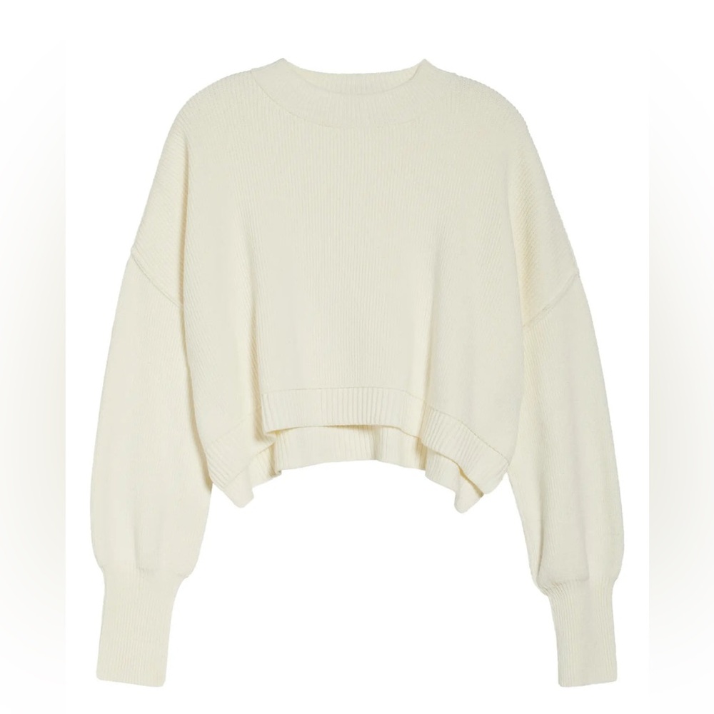 Free People Easy Street Crop Sweater in Ivory